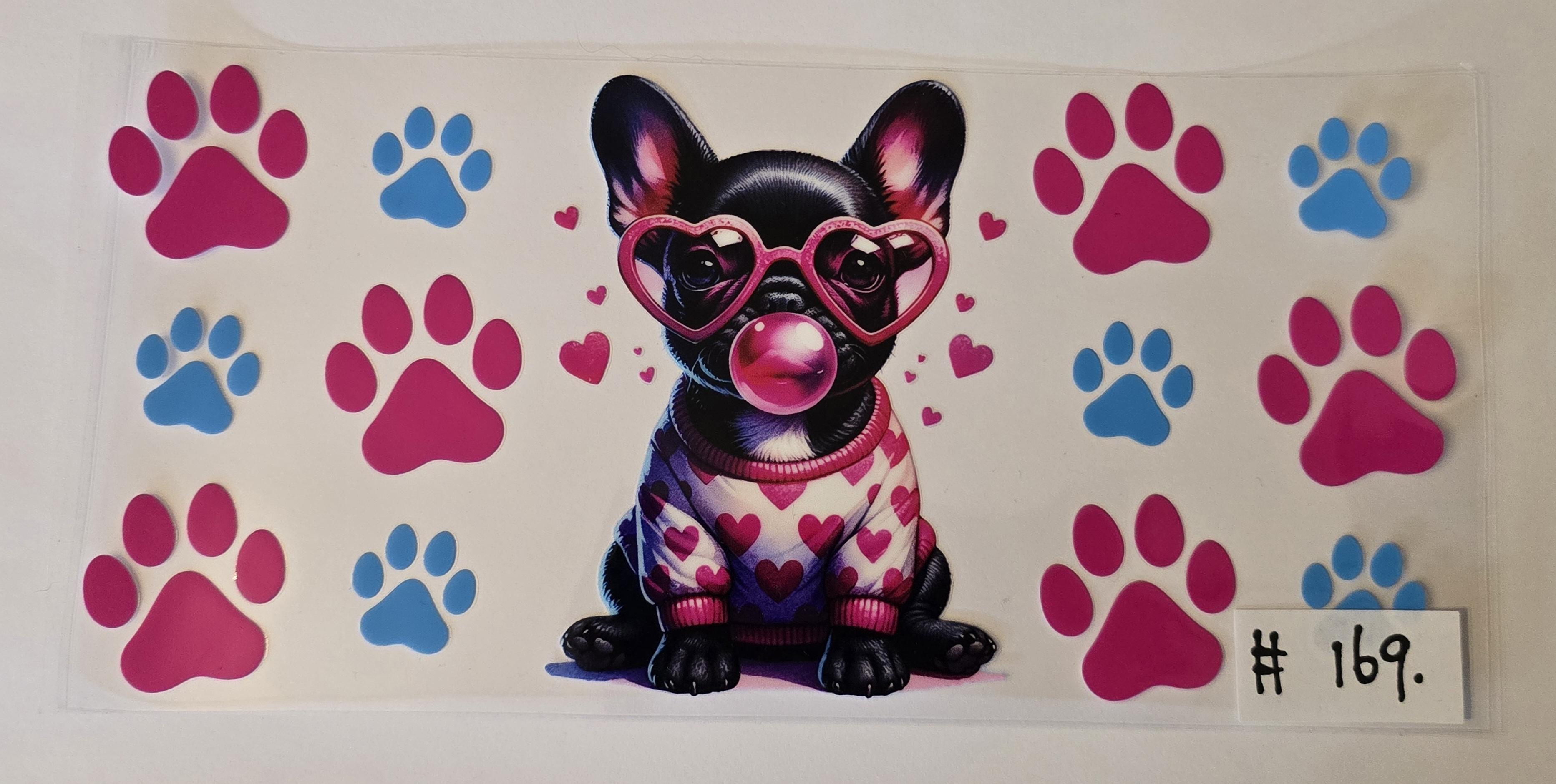 Franse Bulldog met bril en kauwgombel #169